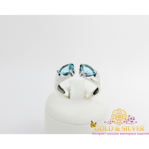 Жіноча каблучка срібна "Каурі" блакитна 10200б , Gold &amp Silver Gold & Silver, Украина